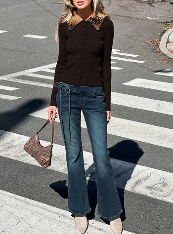 Runa Low Rise Tie Side Jeans Mid Blue Wash