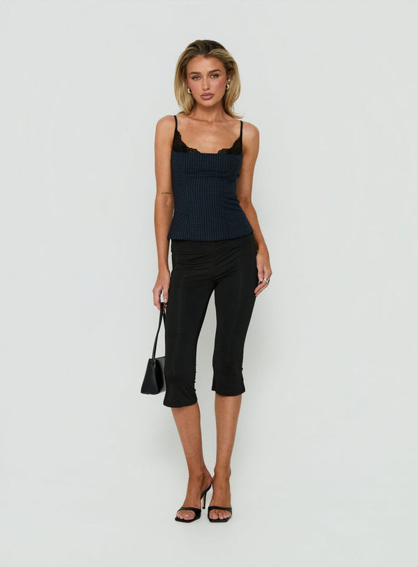 Avedon Foldover Waist Capri Pants Black