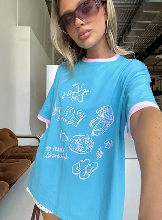Off the Clock Oversized Graphic Tee Blue / Pink