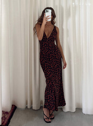 Nellie Maxi Dress BlackRed Floral