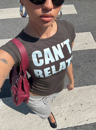 Cant Relate Graphic Top Grey  Blue