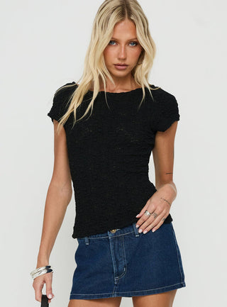 Rowann Textured Top Black