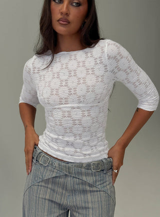 Seraphim Textured 3/4 Sleeve Top White