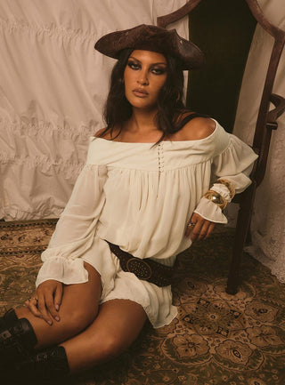 Annikah Off Shoulder Romper Cream