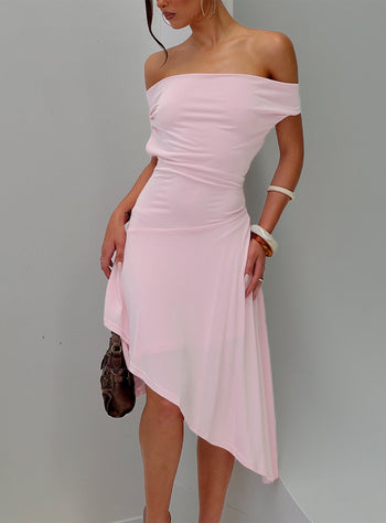 Yesina Halter Jersey Midi Dress Pink