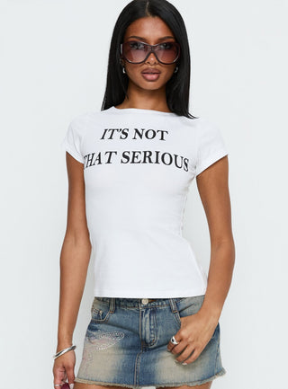 Its Not That Serious Graphic Baby Tee White  Black