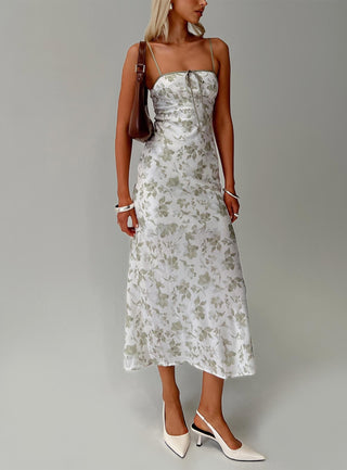 Vasiliki Maxi Dress White  Green Floral