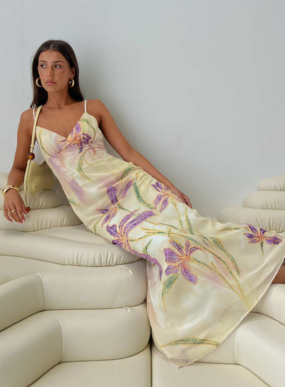 Isakaia Beaded Maxi Dress Floral  Multi