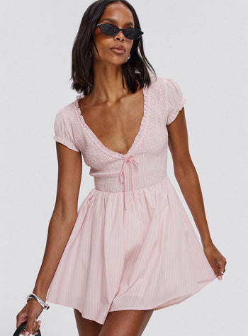 Wescott Stripe Playsuit Pink  White