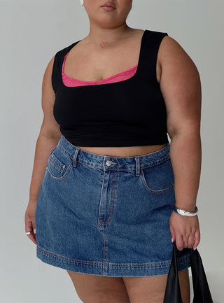 Back In Time Top Black  Pink Lace Curve