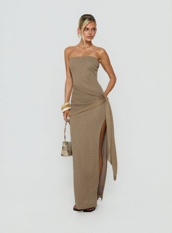 Analeah Strapless Maxi Dress Brown