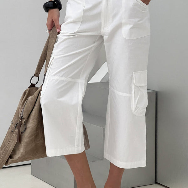 Indee Cropped Cargo Pants White