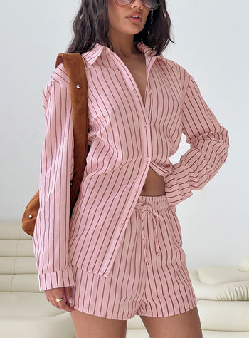 Chloe Set Pink  Brown Stripe