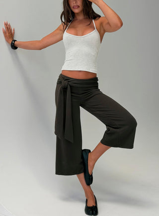 Allena Gaucho Tie Detail Shorts Slate