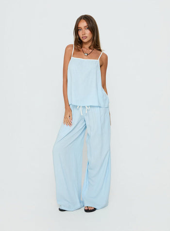 Nolei Contrast Pants Set Blue / White