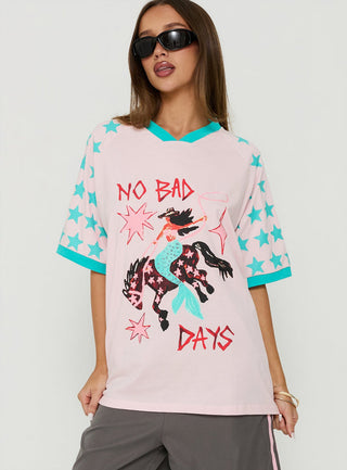 No Bad Days Oversized Graphic Tee Pink / Multi