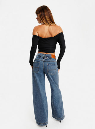 Jankins Low Rise Straight Leg Jeans Mid Wash