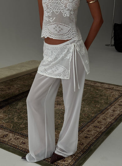 Claudie Layered Lace Straight Leg Pants White