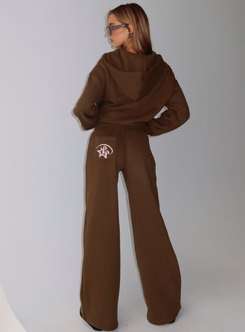 Princess Polly Stargirl Wide Leg Sweat Pants Brown