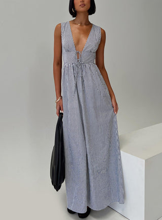 Pokey Maxi Dress Black  White Stripe