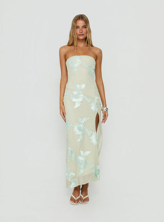 Maribeth Strapless Floral Maxi Dress Mint