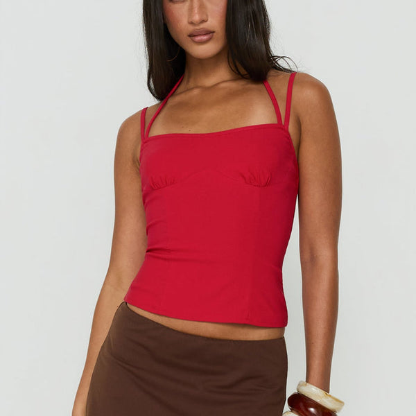 Antonita Structured Double Strap Top Red