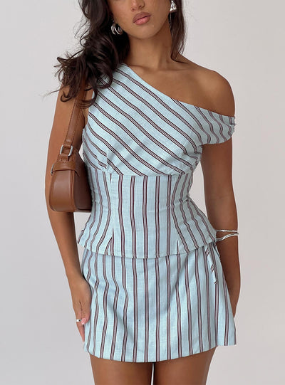 Del Rio Off The Shoulder Top Blue  Maroon