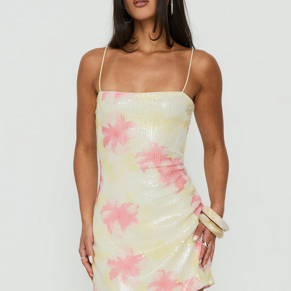 Nikai Graphic Mini Dress Sequin Floral