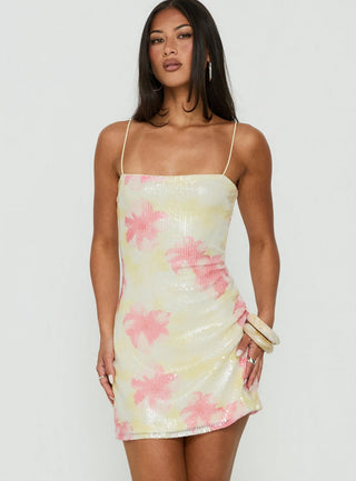Nikai Graphic Mini Dress Sequin Floral