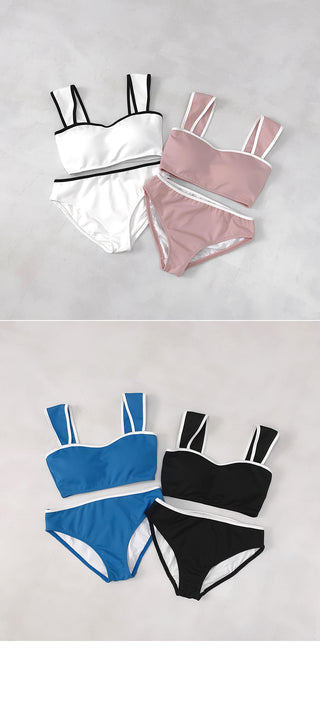 [With cups] Two-tone bikini