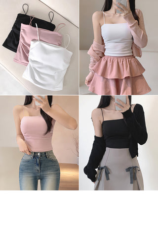 Basic drawstring sleeveless T-shirt