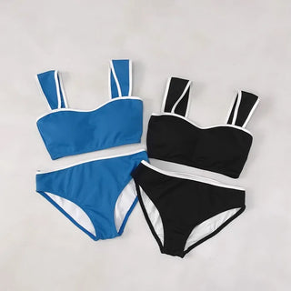 [With cups] Two-tone bikini