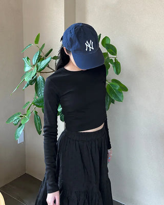 Plain cropped cut and sew top