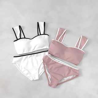 [With cups] Two-tone bikini
