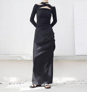 high waist slim pleated slit skirt 2.0