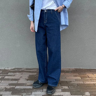 Wide straight denim pants