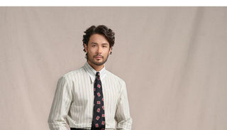 [CULTUM] 1930s Long Point Collar Striped Shirt