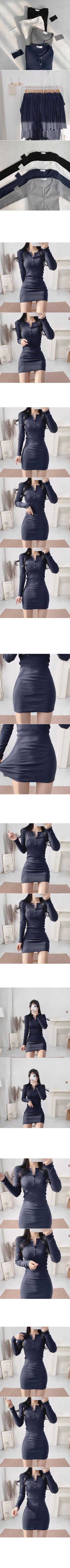 Button-up long-sleeved mini dress