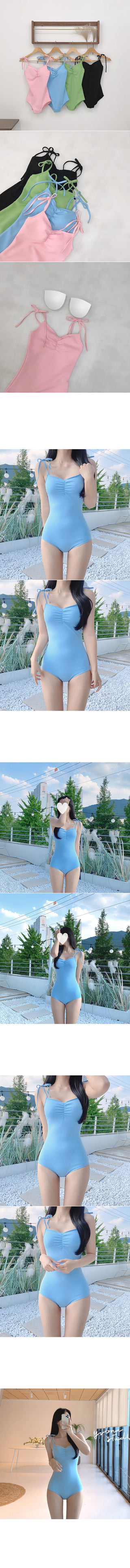 [With built-in cups] Shirred monokini