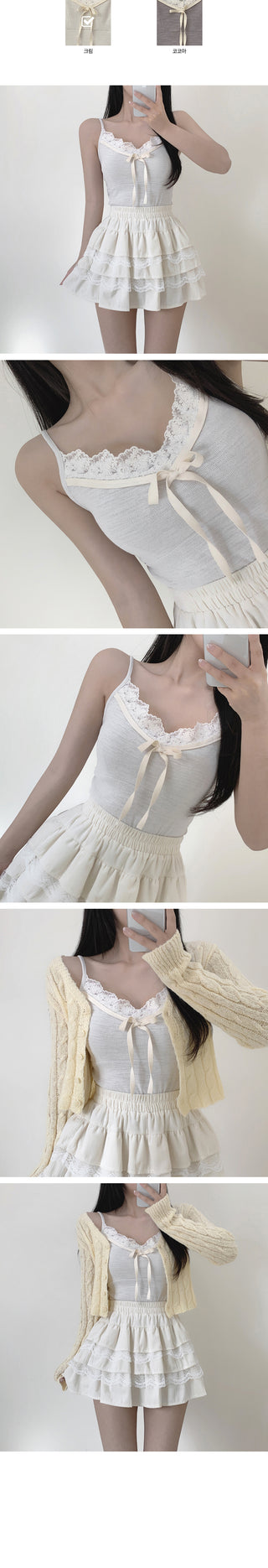 Lace ribbon sleeveless top