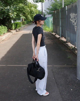 Striped Easy Pants with Waist String
