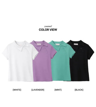 (4 colors) Asymmetrical Color T-shirt
