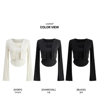 [3 colors][set] Off-shoulder knit