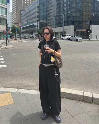 Striped wide slacks