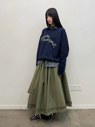 [NEVERSEEZ] Asymmetric Pocket A-Line Pleated Skirt