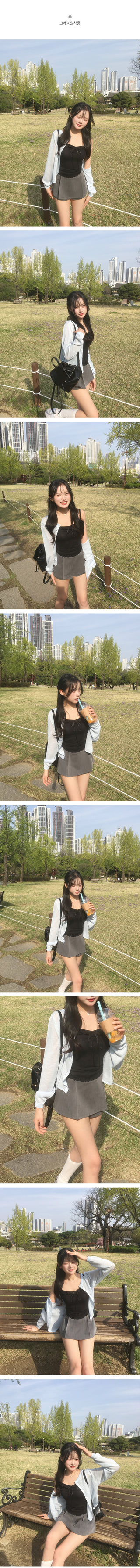 [2 colors] Belted pleated mini skirt