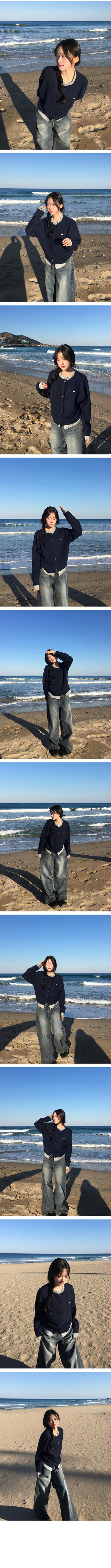 Two-tone layered knit cardigan