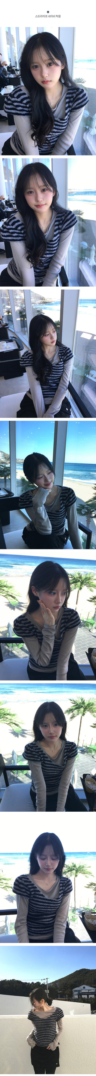 Boa U-neck short-sleeved knit