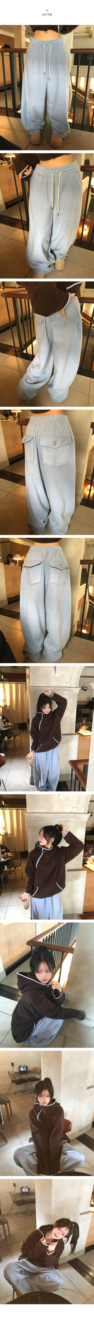 Fleece-lined wide-leg sweatpants with pockets
