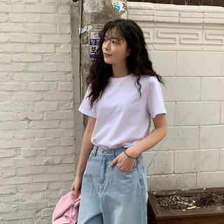 Basic plain short-sleeved T-shirt